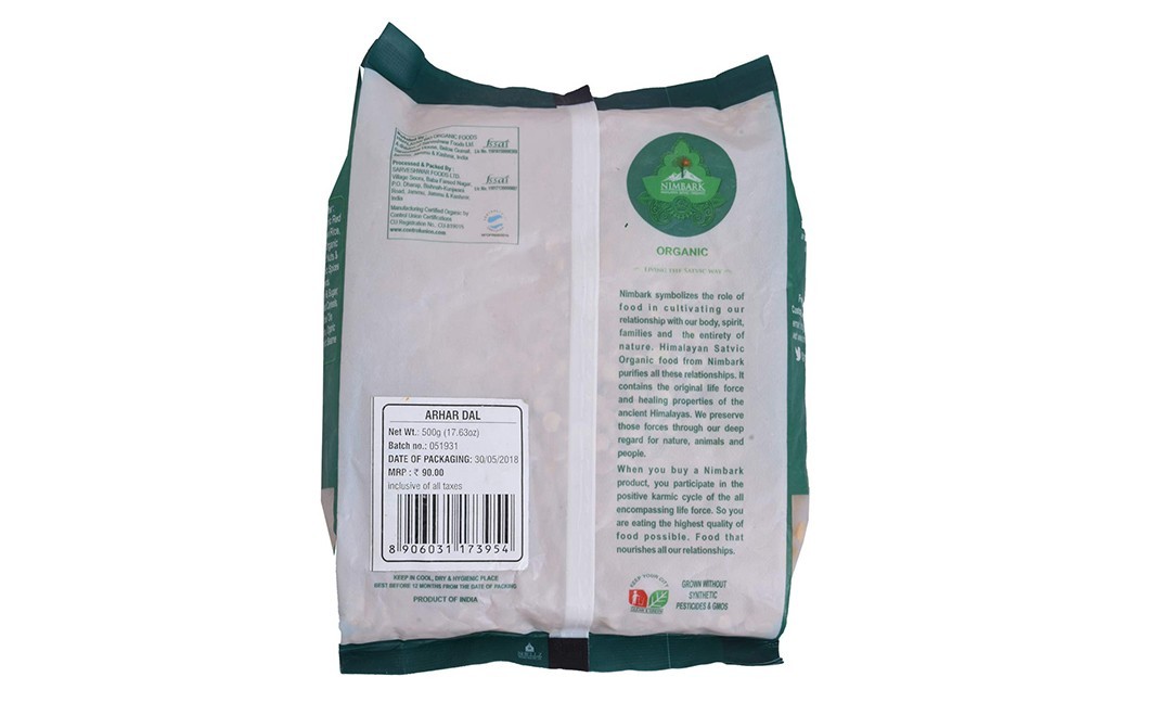 Nimbark Organic Arhar Dal    Pack  500 grams
